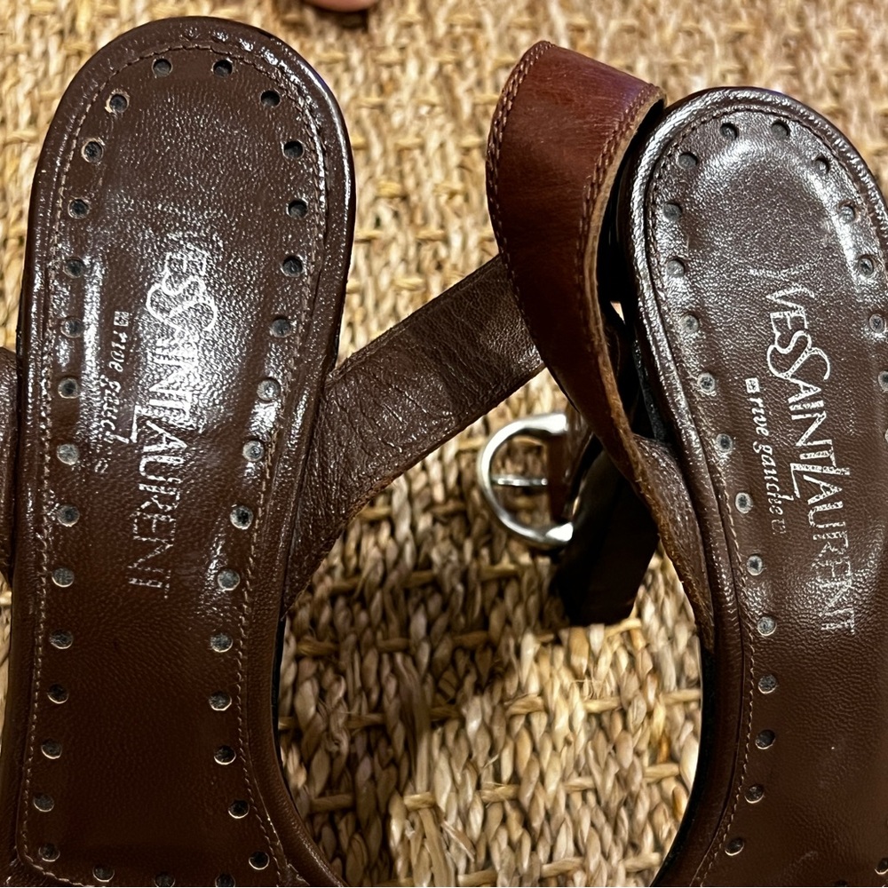 Yves Saint Laurent Dark Brown Platform Sandals - Picture 2 of 4
